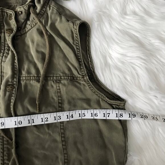 Army Green Utility Sleeveless Jacket grunge Grungecore Y2K - Picture 11 of 12